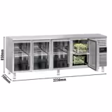 Koelwerkbank ECO - 2200x700mm - met 4 glazen deuren