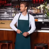 (6 pieces) KARLOWSKY | Basic Chef Bib Apron with Pocket – Pine Green - 750×900 mm - 2-Section Pocket