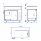 Commercial Refrigerated Prep Table  - 1 Door + 2 Drawers - 1210 mm - for 9× GN 1/6 - Hotdog grill & warmer included