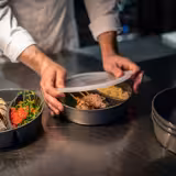 (12 pièces) Barquette de menu réutilisable – 1,1 litre – Ronde – Gris