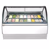 Vitrine à glace NOLAN – 1730 mm – refroidissement ventilé – pour 18 bacs à glace de 5 litres – Blanc