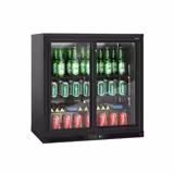 Barkoelkast - 900mm - 220 Liter - met 2 glazen schuifdeuren - zwart