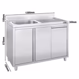Spoelbakkast - 1200x700mm - met vuilnisbak & 1 spoelbak links