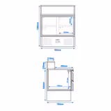 Commercial Saladette Counter PREMIUM - 903mm - 240L - 4 drawers - open top for 5 x GN 1/6 & stainless steel hinged lid