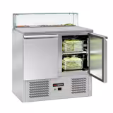 Commercial Saladette Counter ECO - 900mm - 240L - 2 doors - with square glass canopy for 5 x GN 1/6