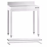 Nerezový pracovní stůl PREMIUM - 600x700 mm - se spodní policí & se zadním lemem & s vyztuženou pracovní deskou