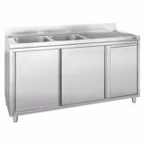 Spülschrank - 2000x700mm - mit Abfallbehälter & 2 Becken links