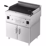 Gas Lavasteingrill - 10,6 kW - Grillrost neigbar - inkl. Unterbau mit 2 Türen