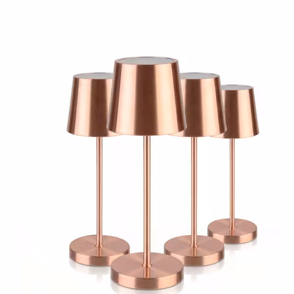 (4 stuks) Tafellamp - MERLE Micro - LED - oplaadbaar - draadloos - IP54 - dimbaar in 3 standen - Ø80mm - Koper