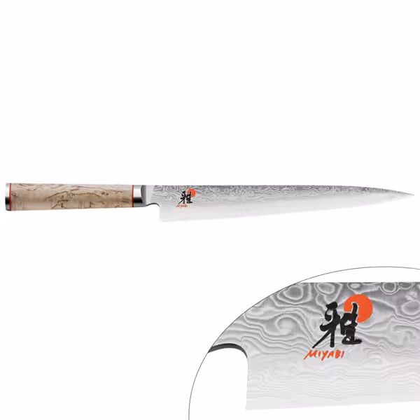 MIYABI | 5000 MCD Sujihiki Filleting/Slicing Knife 234 mm – Masur Birch - Made in Japan - Flower-Damascus