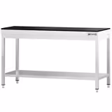 Edelstahl Arbeitstisch PREMIUM - 1600x800mm - mit Grundboden - inkl. Granitarbeitsplatte