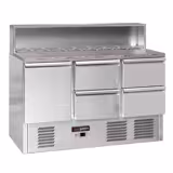 Saladette ECO - 1368mm - 1 porta & 4 cassetti - con vano ingredienti per 8x GN 1/6, coperchio in acciaio inox - piano di lavoro in granito