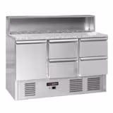 Commercial Saladette Counter ECO - 1368mm - 402L - 1 door & 4 drawers - open top for 8 x GN 1/6 & stainless steel hinged lid