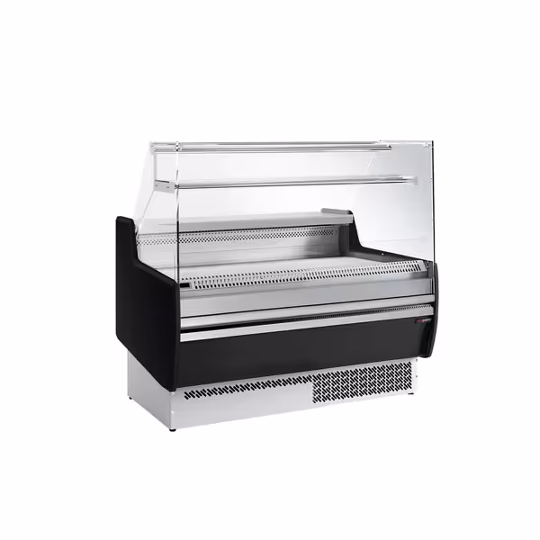 Banco gastronomia professionale - 1310x953mm - Ventilata - Vetro dritto - Pannello frontale Nero - con 2 porte - con 1 ripiano