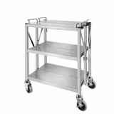 Carrinho de serviço - dobrável - 635x400mm - com 3 prateleiras & 2 travões