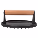 Presă pentru hamburger - gusseisen + lemn de fag - Ø 175 mm - striată - negru / maro