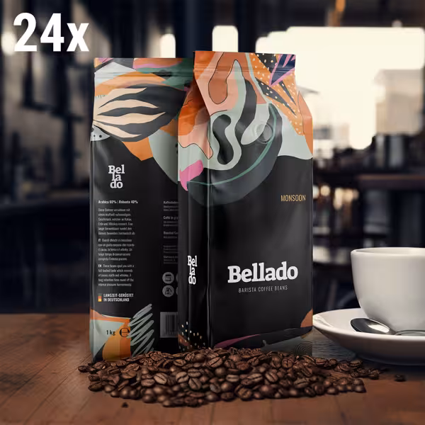 BELLADO | Koffiebonen "Monsoon" - 24x 1kg - 60% Arabica & 40% Robusta