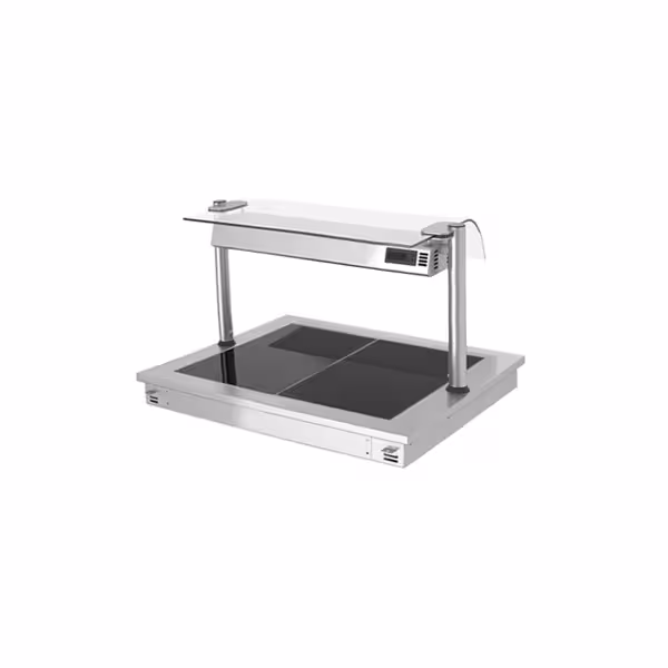 Ankastre Sıcak Yüzey - Paslanmaz Çelik - 800mm - 2x GN 1/1 - 0,9kW - Cam nefeslikli