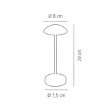 (4 unid) Candeeiro de mesa - ALVA MICRO - recarregável sem fios - regulável em 3 níveis - Ø80mm - Preto - IP54