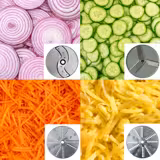 Coupe-légumes électrique - Format compact - 800W - livré avec 3 disques éminceurs/râpeurs