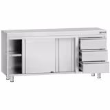 Edelstahl Arbeitsschrank ECO - 1800x700mm - mit 3 Schubladen rechts