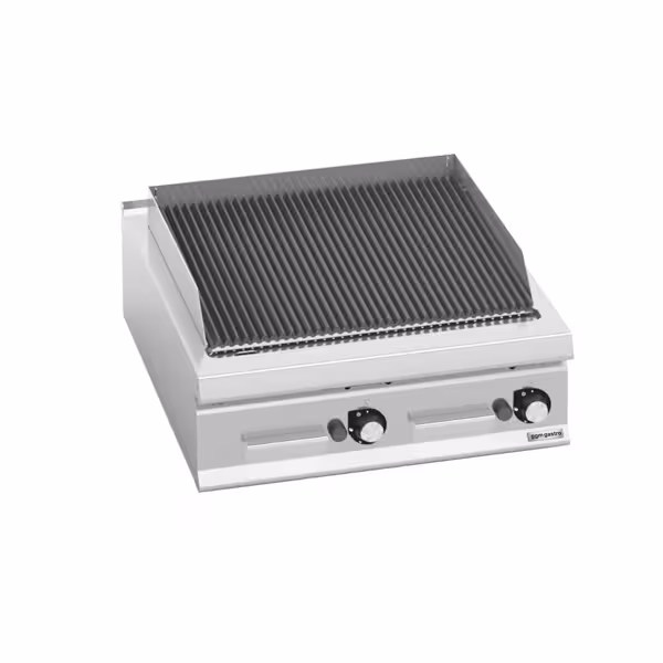 Gas lavasteengrill - 18kW - 800mm - 0,8x0,9m - Gietijzeren rooster - Tafelmodel - 900mm diep - RVS