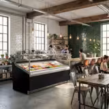 Ice Cream Serve Over Counter | IVY - 1919mm - Ventilated cooling - with LED lighting - for 20 x 5 litres Napoli pans - Black - hinged glass lid