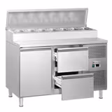 Voorbereidingstafel ECO - 1360mm - 1 deur & 2 laden - voor 7x GN 1/3