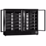 Fali hűtőregal - 2520 mm - 1900 l - +2 és +8 °C között - 4 ajtós, dupla üvegezésű csuklós üvegajtók & 5 polc - fekete