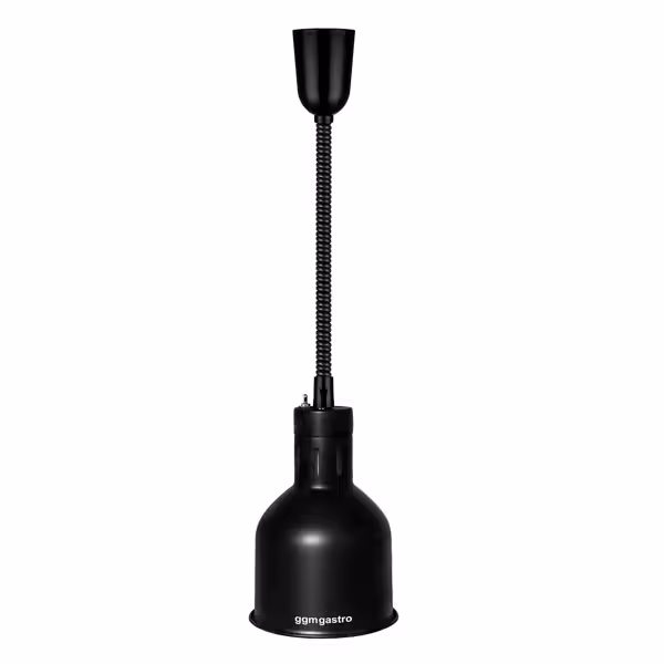 Lampa do podgrzewania potraw wisząca - 275W - Ø 175mm - stożkowa - regulowana wysokość - czarny mat