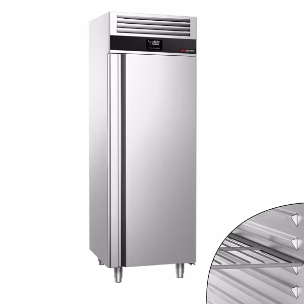 Vrieskast RVS PREMIUM - GN 2/1 - 700mm - 700liter - tot -22°C tot -10°C - met 1 deur - geforceerde koeling, automatische ontdooiing & legroosters