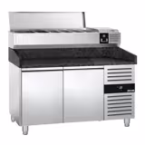Table réfrigérée à pizza PREMIUM - 1500x800 mm - avec 2 portes - incl. vitrine réfrigérée - 7x GN 1/4