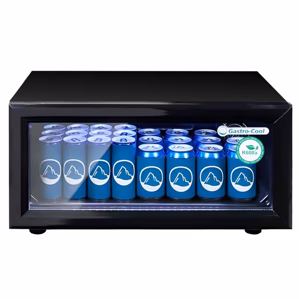 GASTRO-COOL | Koelkast met glasdeur - 600mm - 25liter - tot +10°C - met 1 glazen deur - statische koeling & LED‑verlichting - Zwart