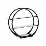 Buffetstandaard - RVS & plexiglas, zwart - rond - 450x220mm - 3-laags - Hoogte: 450mm