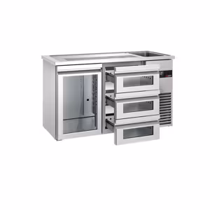 Pivski Štand PREMIUM - 1550x700mm - 1 Staklena Vrata & 3 Staklene Ladice 