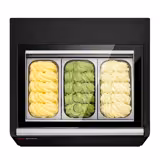Countertop Ice Cream Display Freezer - 670mm - Static cooling - for 3 x 5 litres Napoli pans - Black - hinged glass lid
