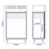 Холодильна шафа з нержавіючої сталі PREMIUM PLUS - GN 1/1 - 745 л - –2…+8 °C - з 4 половинними дверима