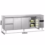 Tavolo refrigerato ECO - 2230x700mm - Ventilata - 553 L - con 3 porte - con 2 cassetti