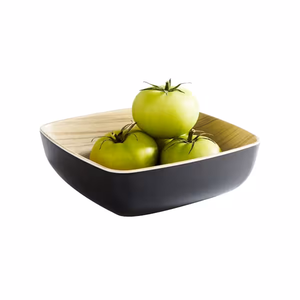 (6 stuks) Schaal - FRIDA - Melamine - 0,85L - vierkant - 165x165mm - stapelbaar - Zwart/Beige