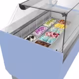 Vitrine à glace LIAM – 1310 mm – statique – pour 10 + 10 bacs de 5 L – Bleu clair