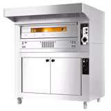 Horno de pizza a gas - 1 cámara - piedra refractaria - 9x Ø35cm - 230V - hasta 370°C - incl. campana de acero inox - con cámara de fermentación - con boquillas para gas natural y GLP