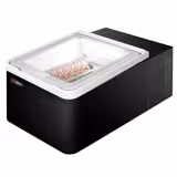 Vitrine à glaces à poser - 465mm - Froid statique - Couvercle vitré basculant - Noir - pour 2 bacs de 5 L - Côté client