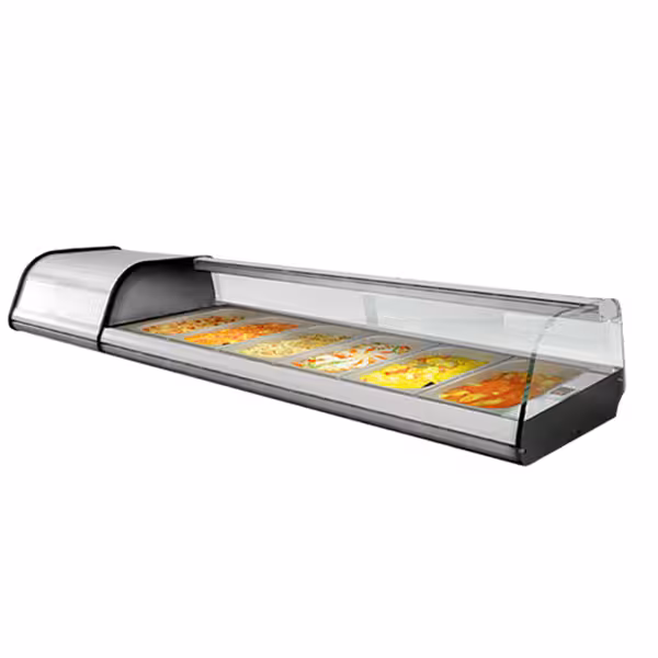 واجهة عرض تاباس مبردة PREMIUM - مع إضاءة LED - 1972x410mm - 8x GN 1/3