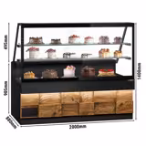 Serve Over Counter TORONTO - 2000mm - double glazing - wood front - granite worktop - with 2 shelves