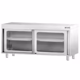 Edelstahl Arbeitsschrank PREMIUM - 1800x700mm - mit Glasschiebetür