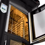Roterende Bakkerij heteluchtoven met vochtinjectie - Touchscreen - 10x EN 600x400 - Zwart - incl. afzuigkap & rijskast