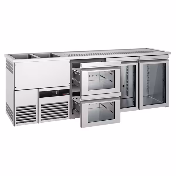 Bierkoeling PREMIUM - 2500x700mm - 2 glazen deuren & 2 laden