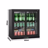 Barkoelkast - 900mm - 220 Liter - met 2 glazen schuifdeuren - zwart