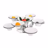 Expositor de buffet - giratorio - acero inoxidable - Altura: 225mm - incl. 9 cuencos de melamina (8x Ø200mm y 1x Ø280mm)