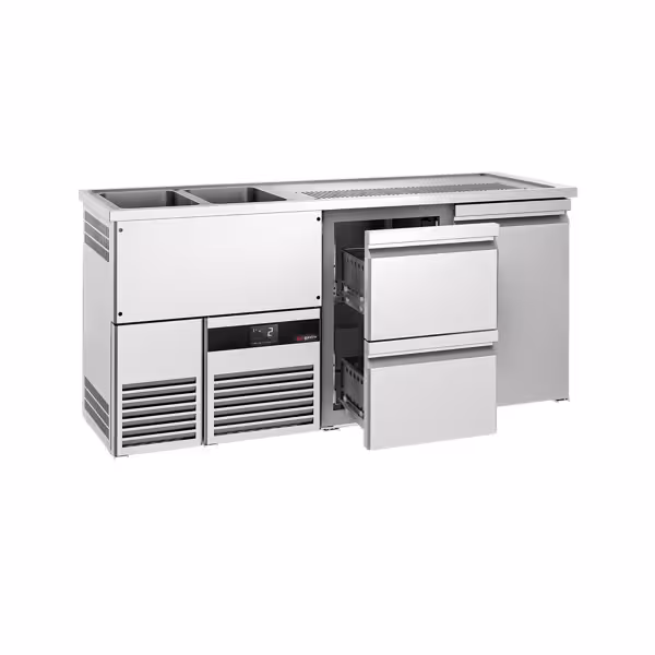 Back Bar Cooler PREMIUM - 1950x700mm - 1 Solid Door & 2 Drawers